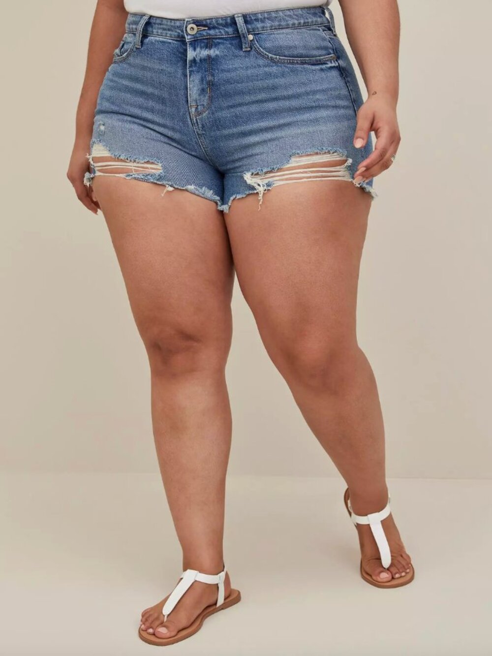 Torrid Mid-Rise Shortie Short - Classic Denim Medium Wash Attaboy Size 12 NWT